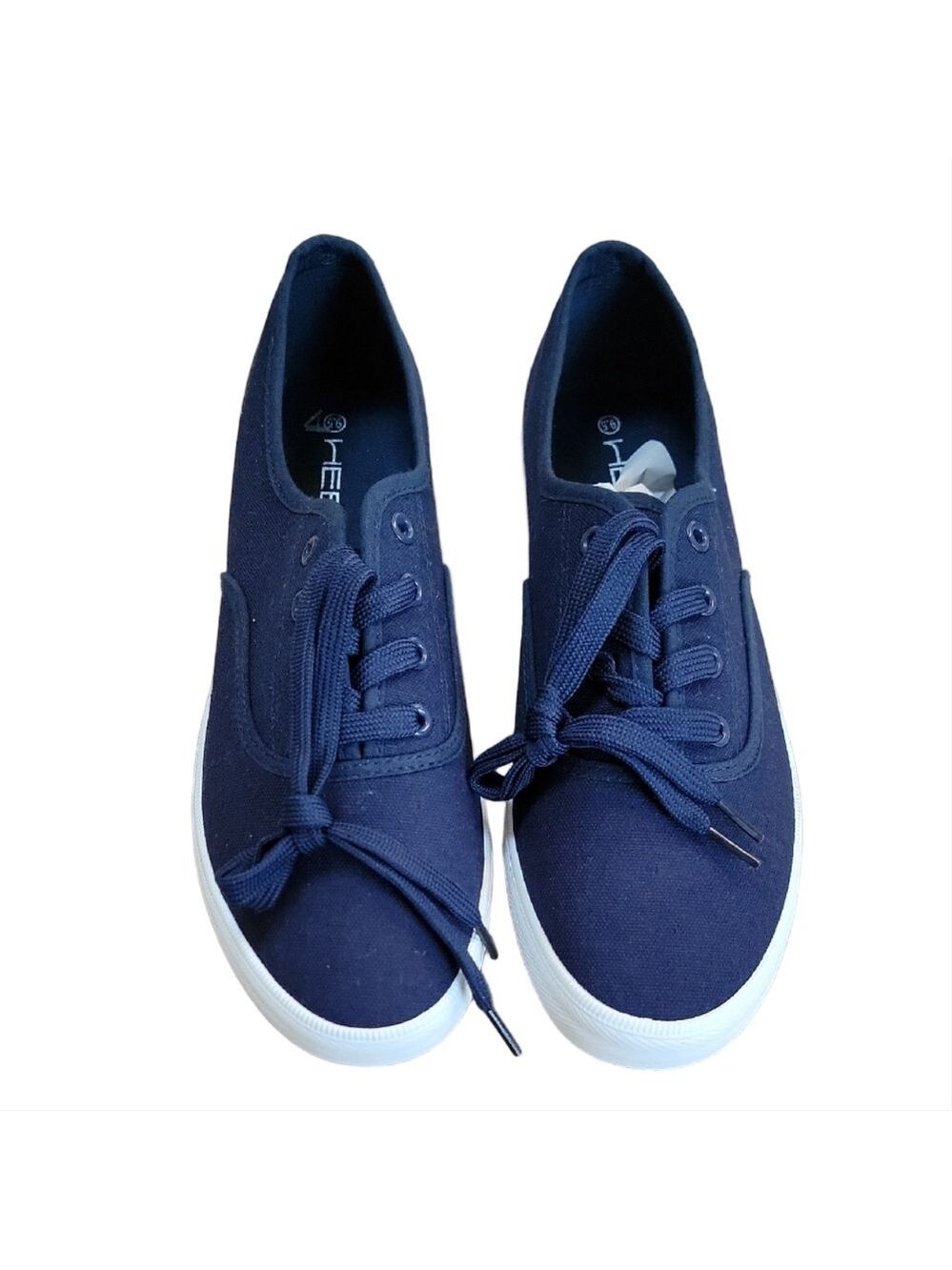 HEEZ Dark Blue Canvas Rounded Toe Sneakers Size 9.5 NWOT
